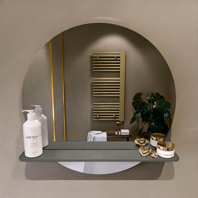 Mondiaz SPOT Miroir de salle de bains - rond 60cm - tablette miroir - couleur Smoke