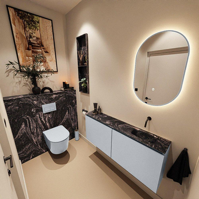 MONDIAZ TURE-DLUX Meuble toilette - 120cm - Clay - EDEN - vasque Lava - position droite - sans trou de robinet