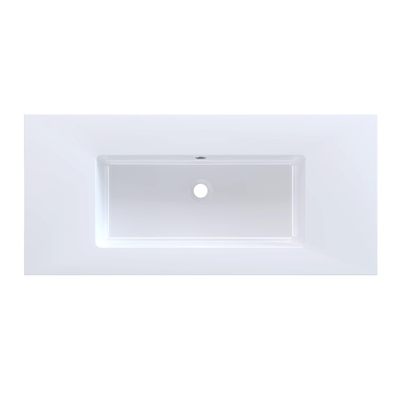 Arcqua Mira Lavabo encastré - 101x46x1.5cm - simple vasque - sans trou de robinet - marbre de synthèse - blanc brillant
