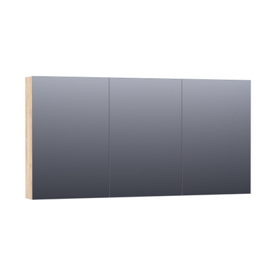 BRAUER Dual Spiegelkast - 140x70x15cm - verlichting - geintegreerd - 3 links- rechtsdraaiende spiegeldeur - MFC - sahara