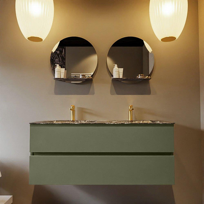 Mondiaz VICA-DLUX Ensemble de meuble de salle de bain - 120cm - meuble sous-vasque armée - 2 tiroirs - lavabo encastré nuage double - 2 trous de robinet - version haute de 60cm - lave