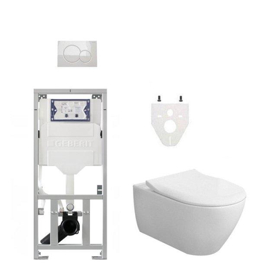Villeroy & Boch Subway 2.0 DirectFlush CeramicPlus toiletset slimseat zitting met Geberit reservoir en bedieningsplaat wit
