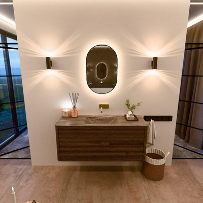 Mondiaz CIRO-DLUX Badkamermeubelset - 120x45x50cm - Solid surface wastafel Oza - 1 wasbak Midden - zonder kraangaten - 2 lades - Dusk