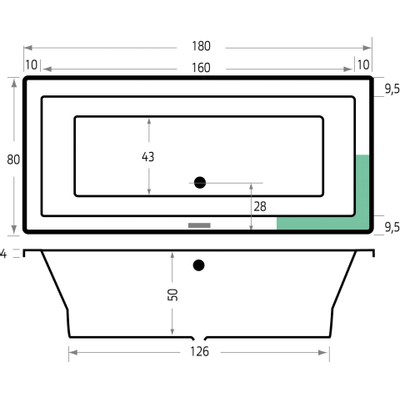 Xenz Society baignoire sans panneau 180x80cm avec pieds sans vidage Acrylique Anthracite mat