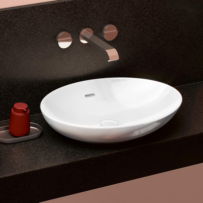 Villeroy & Boch Loop & Friends opzetwastafel - 56x38cm - zonder kraangat - met overloop CeramicPlus - White Alpine (glans wit)