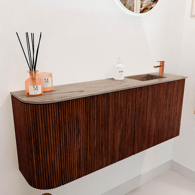Mondiaz JOYA-DLUX 101.6cm toiletmeubel - ronding links kleur Ruby - Wastafel FAYE positie Rechts 1 kraangat kleur Arena.