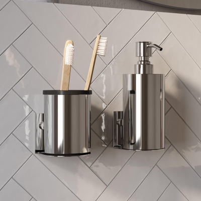 BRAUER Ensemble d'Accessoires - distributeur de savon - gobelet - avec fixation murale - surface magnétique - chrome