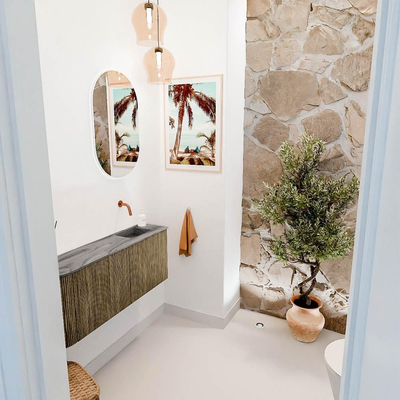 Mondiaz JOYA-DLUX 101.6cm toiletmeubel - ronding links kleur Dusk - Wastafel FAYE positie Rechts Zonder kraangat kleur Sombra.