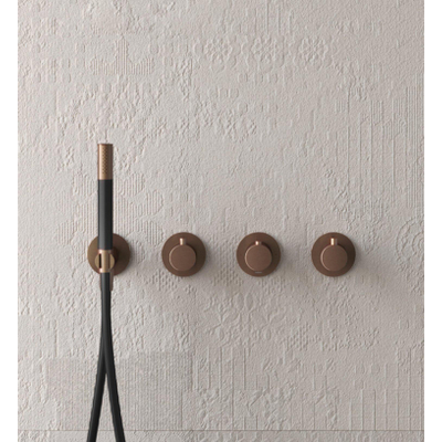 Hotbath Cobber partie visible pour mitigeur thermostatique encastré bain-douche avec 2 robinets d'arrêt sans bec cuivre brossé PVD