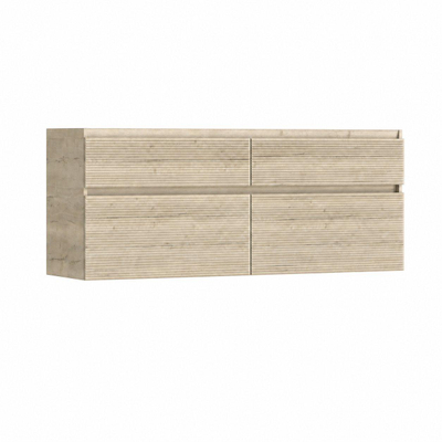 HR badmeubelen Infinity Smart Wastafelonderkast - 160x44.8x65cm - 3D-front - 4 lades - dubbele sifonuitsparing - greeploos - french oak