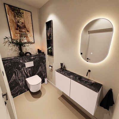 MONDIAZ TURE-DLUX Meuble toilette - 100cm - Rosee - EDEN - vasque Lava - position droite - sans trou de robinet