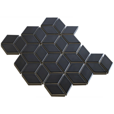 The Mosaic Factory Paris mozaïektegel - 26.6x30.5cm - wandtegel - Porselein Black Glans