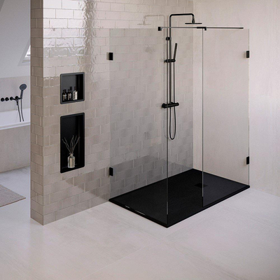 BRAUER Asteroid Receveur de douche 90x160 incl. antidérapant et antibactérien marbre de synthèse noir mat
