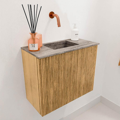 Mondiaz JOYA-DLUX 50cm toiletmeubel - kleur Oak - Wastafel FAYE positie Midden Zonder kraangat kleur Oza.