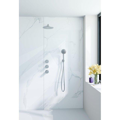 Fortifura Nebbio Ensemble de douche pluie - robinet encastré - élément encastré - coude mural de raccordement - flexible de douche lisse - douchette ronde - bras mural 35cm - pomme de douche 30cm - chrome