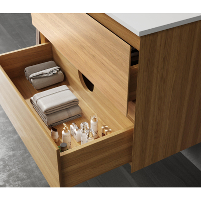 Saniclass Terra Wastafelonderkast - 80cm - 2 lades - sandwood