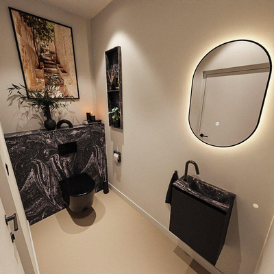 MONDIAZ TURE-DLUX 40cm toiletmeubel Urban. EDEN wastafel Lava positie rechts. Met 1 kraangat.