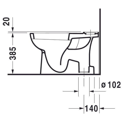 Duravit D-code Duoblokpot - diepspoel - met AO - 35.5x65cm - inclusief bevestiging - zonder reservoir - wit