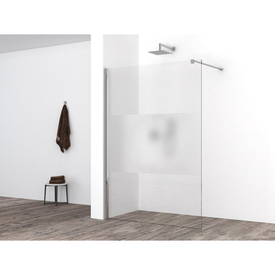 Wiesbaden Comfort inloopdouche 1400 x 2000 x 8 mm nano helder glas met melkglas middenband/chroom