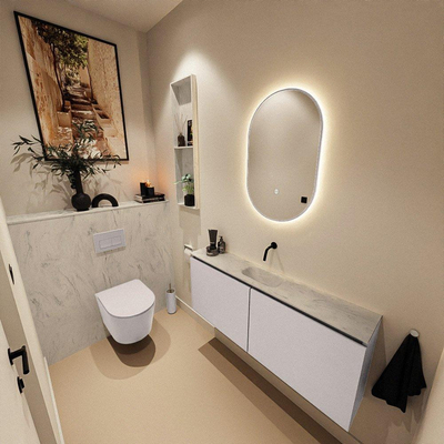 MONDIAZ TURE-DLUX Meuble toilette - 120cm - Cale - EDEN - vasque Opalo - position centrale - sans trou de robinet