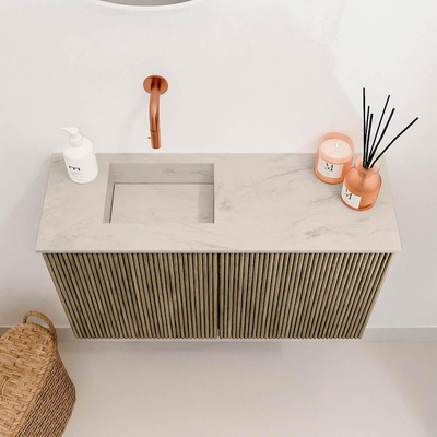 Mondiaz JOYA-DLUX 70cm meuble de toilette - couleur Dusk - Vasque FAYE position Gauche Sans trou de robinet couleur Opalo.
