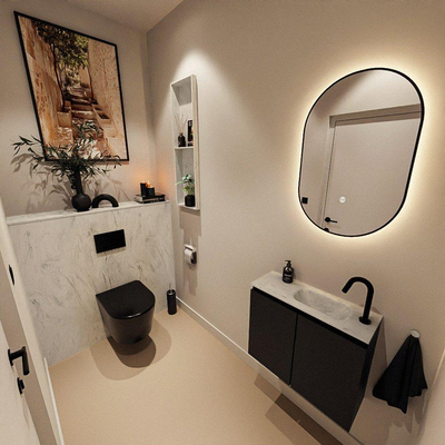 MONDIAZ TURE-DLUX 60cm toiletmeubel Urban. EDEN wastafel Opalo positie rechts. Met 1 kraangat.