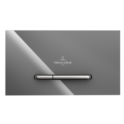 Villeroy & Boch Viconnect bedieningsplaat dualflush frontbediend - 25.3x14.5cm - glas grijs/RVS - Glass Grey (glans grijs)