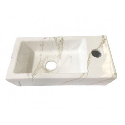 Wiesbaden Mini-Rhea fonteinset – 36x18x9 cm – keramiek wit – kraangat rechts – kraan RVS
