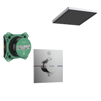 Hansgrohe ShowerSelect Doucheset - inbouwdeel - thermostaatkraan - hoofddouche - douchearm - hoogglans chroom