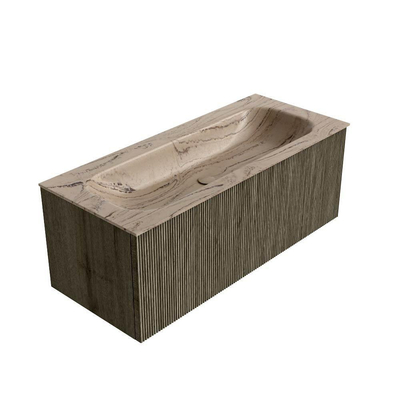 MONDIAZ KURVE-DLUX Meuble de salle de bains 110 cm couleur Shadow avec 1 tiroir et 0 porte. Lavabo BIG MEDIUM Central 1 trou de robinet Arena.