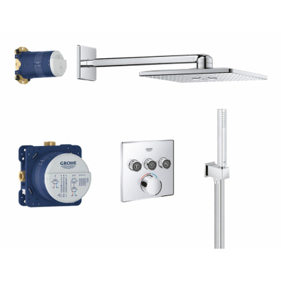 GROHE Grohterm SmartControl Regendoucheset Inbouw - inbouwboxen - antraciet knoppen - hoofddouche vierkant - staafhanddouche - chroom
