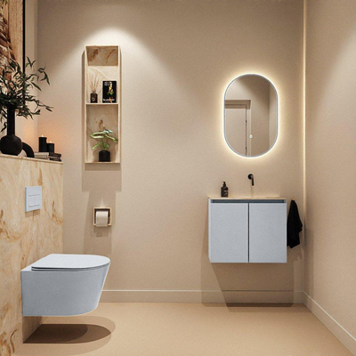 MONDIAZ TURE-DLUX Meuble toilette - 60cm - Clay - EDEN - vasque Frappe - position droite - sans trou de robinet