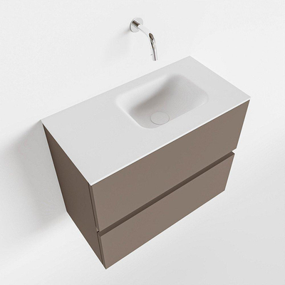 MONDIAZ ADA Toiletmeubel 60x30x50cm met 0 kraangaten 2 lades smoke mat Wastafel Lex rechts Solid Surface Wit