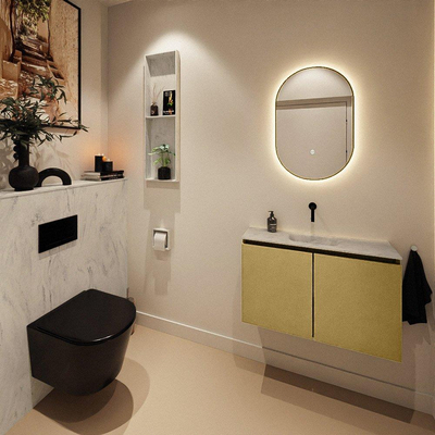 MONDIAZ TURE-DLUX Meuble WC 80cm Oro. Lavabo EDEN Opalo position milieu. Sans trou de robinet.