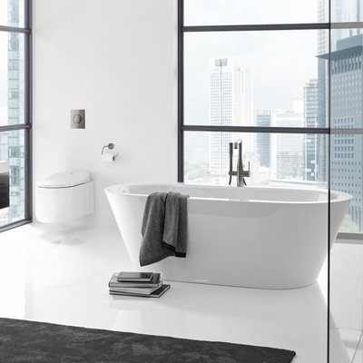 Grohe Essence New Afbouwdeel vrijstaande badkraan - omstel - draaibare uitloop 27.7cm - handdouche - doucheslang - brushed hard graphite (antraciet)