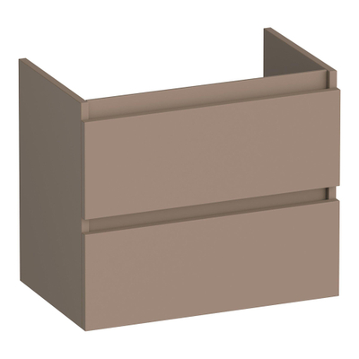 BRAUER Joy wastafelonderkast ondiep - 60x39x50cm - 2 softclose lades - greeploos - 1 sifon uitsparing - mat mokka