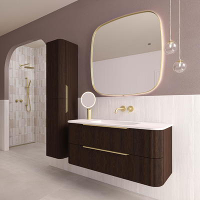 INK SP30 miroir – 80 x 80 cm – LED indirecte tout autour – chauffage de miroir – Or brossé