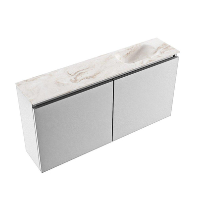 MONDIAZ TURE-DLUX 100cm toiletmeubel Plata. EDEN wastafel Frappe positie rechts. Met 1 kraangat.