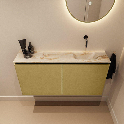 MONDIAZ TURE-DLUX Meuble toilette - 100cm - Oro - EDEN - vasque Frappe - position droite - sans trou de robinet