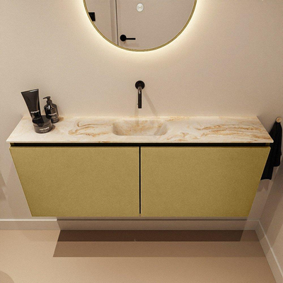 MONDIAZ TURE-DLUX Meuble toilette - 120cm - Oro - EDEN - vasque Frappe - position centrale - sans trou de robinet