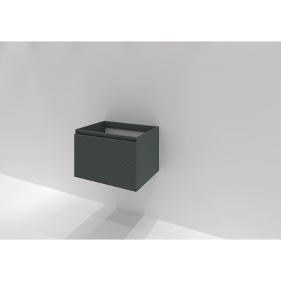 HR badmeubelen Matrix Meuble sous vasque avec façade 3D 60x40x45cm 1 tiroir poignée intégré même couleur Highland Green Premier Matt