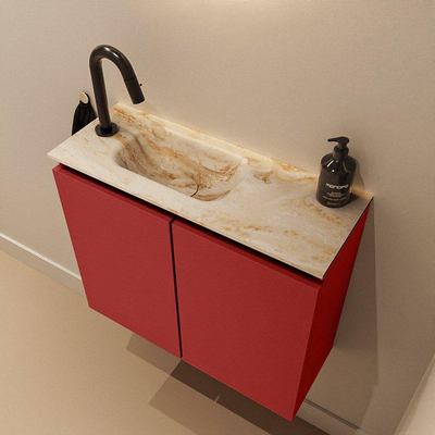 MONDIAZ TURE-DLUX meuble WC 60cm Fire. EDEN vasque Frappe position gauche. Avec 1 trou de robinet.