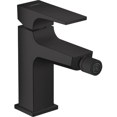 Hansgrohe Metropol 1-gats bidetkraan - 100 met push open waste - met voorsprong uitloop 12.9cm - mat zwart