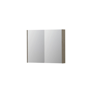 INK SPK2 spiegelkast – 90x74x14 cm – 2 deuren, dubbelzijdige spiegeldeuren – Greige Eiken