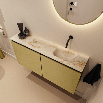 MONDIAZ TURE-DLUX 100cm toiletmeubel Oro. EDEN wastafel Frappe positie rechts. Zonder kraangat.