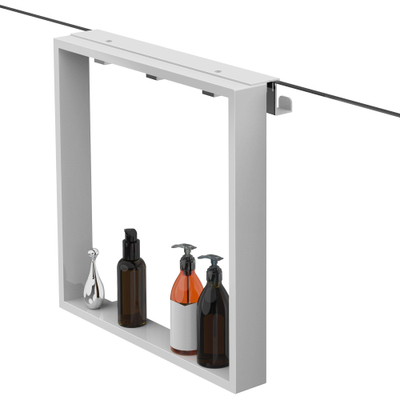 Fortifura Galeria schap met 4 haken - voor douchewand - 50x50x6.5cm - mat wit SHOWROOMMODEL