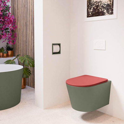 MONDIAZ LAVIE WC suspendu - 36x53cm - sans bride - Fire (rouge) - softclose - quick-release - abattant WC - Army (vert)
