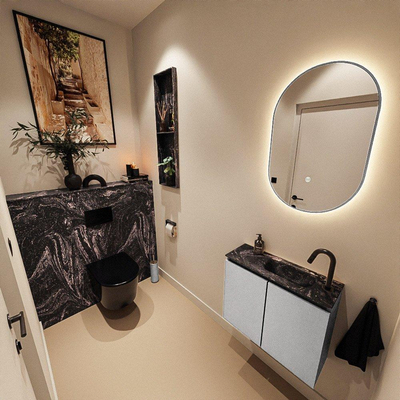 MONDIAZ TURE-DLUX 60cm toiletmeubel Plata. EDEN wastafel Lava positie rechts. Met 1 kraangat.