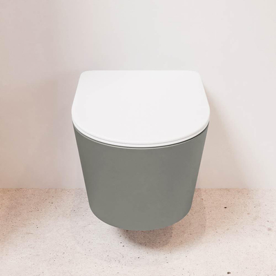 MONDIAZ LAVIE wandclosetpack - 36x53cm - diepspoel - rimless - Smoke (grijs) - softclose - quick-release - toiletzitting - Talc (white)