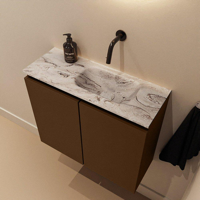 MONDIAZ TURE-DLUX 60cm toiletmeubel Rust. EDEN wastafel Glace positie rechts. Zonder kraangat.